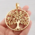 2 x Antique Gold Color Large Hollow Open Round Tree Charms Pendants For DIY Necklace Jewelry Making