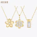 ROXI 925 Sterling Silver Y-shaped Flower/Square Pendant Necklaces For Women Shine Crystal Drop Gold