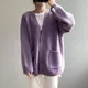 Women's V-neck Sweater Cardigan Autumn Winter Oversized Long Knit Cardigans Harajuku Single Breasted