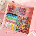 Girls Kids Hair Accessories Set Candy Colors Rubber Hair Ties Small Flower Catch Clip BB Clip Cute