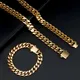 8/10/12mm Punk Miami Gold Plate Curb Cuban Chain Necklaces For Men Women HipHop Stainless Steel Bike