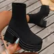 Fashion Knitted Ankle Boots women Casual Super High Heel Thick Bottom Shoes Female Autumn High-top