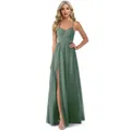 Lucyinlove elegante bretelle Sexy abito da sera in Chiffon verde lungo 2024 abito da damigella