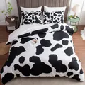 Cow Print Duvet Cover Twin Size 3 Pieces Cow Bedding Set with 2 Pillowcases Black and White