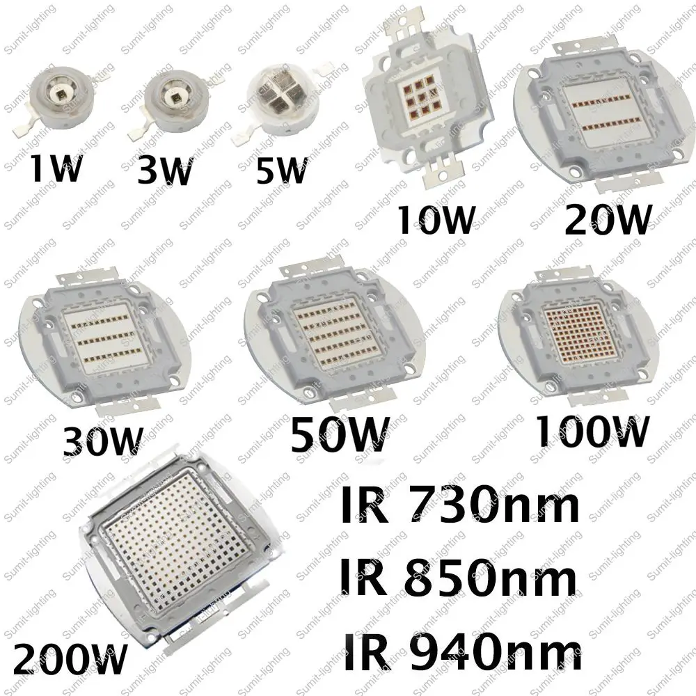 1 W 3 W 5 W 10 W 20 W 30 W 50 W 100 W 200 W IR 850nm infrarossi Ad Alta Potenza Luce Della Lampada A LED Diodo, ha integrato Fonte di Luce per DIY