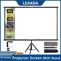 LEJIADA Projector Screen With Stand White Wrinkle-Free Foldable 60 84 100 120 inch 16:9 Screen for