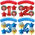 15pcs Animal Farm Theme Balloons Blue Red Number 1st Birthday Party Decoration Toys For Kids Farm