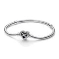 Bracciale a catena a maglie in argento 925 brillante bracciale a catena con fibbia a catena a cuore