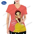 Disney Pocket V-Neck Women's Short Sleeve T-shirt Japanese Y2k Clothes Women Tshirts Woman Traf 2023
