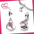 925 Sterling Silver Openable Heart Chocolate Gift Box Dangle Fit Pandora Bracelet Silver 925