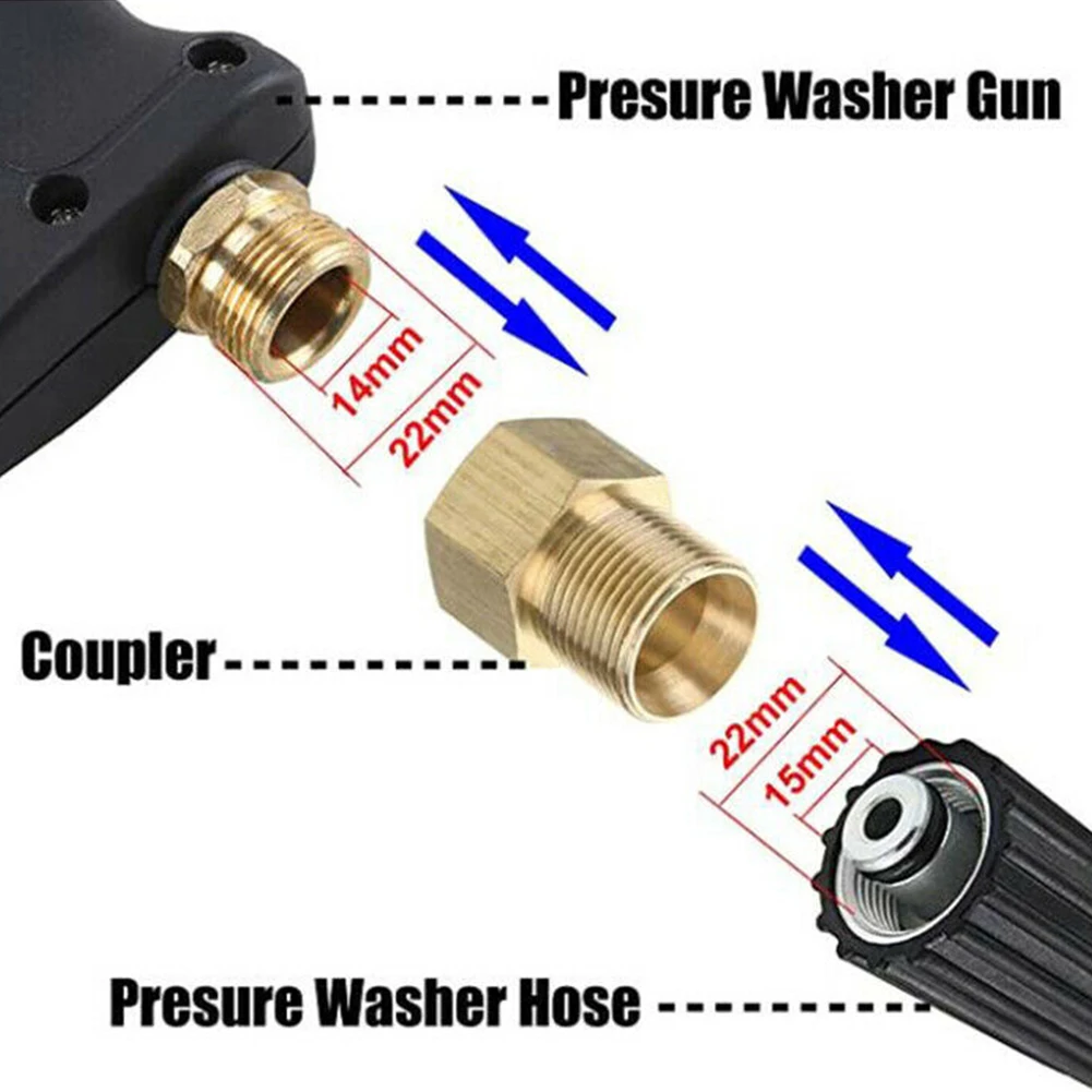 Adattatore metrico M22 15mm filettatura maschio a M22 14mm femmina idropulitrice pistola connettore tubo flessibile raccordo in ottone parti da giardino