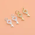 S925 Sterling silver diy jewelry accessories Zircon Mini Key Pendant handmade creative materials