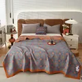 100% Cotton gauze blanket Queen King Size bed linen Jacquard bed plaid stitch Coverlet home bedding