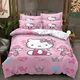 Sanrio Hello Kitty Cartoon Big Size Bedding Set Pink Cats Kawaii Duvet Cover For Girl Kids Single