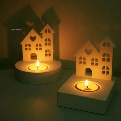 Love House Candle Holder Silicone Mold DIY Gypsum Castle House with Window Table Top Ornament Candlestick Decoration Home Crafts