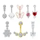 1 Piece Gold Color Stainless Steel Heart Opal Demon CZ Crystal Navel Belly Button Rings Butterfly