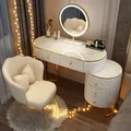 White Women Makeup Vanity Table Drawer Mirror Dresser Stand Makeup Table Storage Cabinet Coiffeuse