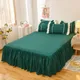 1pc Plain Dyed Bed Skirt with Elastic Green Solid Color Single/Queen/King Size Bed Sheet