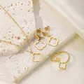 G&D Trendy Fashion Hollow Clover Gold Plated Earrings Ring Clover 3pcs/Set Earrings Pendant Necklace