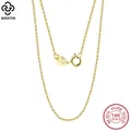 Rinntin Real 14K Solid Yellow/White/Rose Gold 1.0mm Diamond Cut Cable Chain Necklace for Women AU585