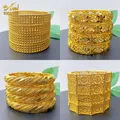 African Dubai Woman Luxury Bangles Jewelry Wedding For Indian Bridal Party 24K Gold Color Bracelets