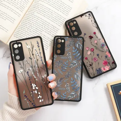 Phone Case For Samsung Galaxy S24 Ultra Cases S23 FE S22 Plus S21 S20 FE Note 20 Ultra 10 Plus Hard Matte Flower Fundas Covers