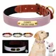 Engraved Dog Cat Collar Reflective Leather Puppy Collar Custom Dog Cats Collars Personalized for