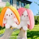 25cm Kawaii Fruit Transfigured Bunny Plush Toy Cute Carrot Strawberry Turn Into Rabbit Plush Toy
