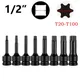 1pc Torx Screwdriver Bits 1/2inch Impact Drive Socket Adapter T20 T25 T27 T30 T35 T40 T45 T50 T55