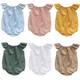 Summer Newborn Infant Baby Girls Flutter Romper Simple Rompers Solid Sleeveless Cotton Baby Onepiece