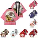 Kimono 3D Prnted Lucky Cat Men's Lightweight Kimono Jacket Seven Sleeve Open Front Cardigan Coat