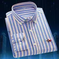 6XL100% cotton Oxford woven men's shirt Long sleeve summer non-ironing wrinkle-resistant plaid