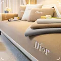 Milk Velvet Sofa Cushion Winter Plush Thickening Non-Slip Cushion Luxury Embroidery Leather Sofa