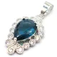 26x17mm Pretty Red Blood Ruby Blue Topaz Tanzanite Green Emerald CZ Women Engagement Silver Pendant