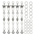 5-50Pcs Hair Braid Dread Dreadlock Beads Clips Cuffs Ancient Silver Personality Hairpin Sea Star