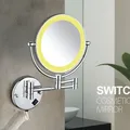 Cosmetic Mirror Chrome Brass Dual Side LED Light Mirror Extending Folding Bathroom Wall Lamp