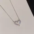 Korean Fashion Heart Shaped Zircon Pendant Necklace for Women Temperament Clavicle Chain Necklace