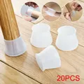 20pcs Transparent Silicone Chair Leg Furniture Legs Caps Feet Pads Furniture Table Covers Floor