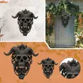 Horned Skull Statues Hanging Door Knocker Vintage Iron Shofar Heavy Duty Gothic Doorknocker Door