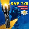 IPX8 luce subacquea professionale torcia subacquea Super luminosa 18650 torcia subacquea