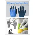 1pair Wonder Grip Gloves Latex Waterproof Fully Coated Gloves Nylon Blue Work Gloves Coldproof