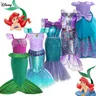 Disney Girls Ariel Little Mermaid Costume Party Dress Halloween Cosplay Princess Ariel Dress