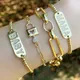 FLOLA Gold Plated Curb Link Chain Padlock Bracelets For Women Mama Baby Bracelets Adjustable Zircon