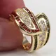 New Staggered Micro Pave Stone Ring For Women Men Fashion Red Wedding Ring Good Jewelry