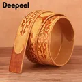 1Pc Deepeel 3.8*110-130cm Embossed Genuine Leather Belt Body First Layer Cowhide Male Designer