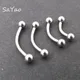 SaYao 2 Pieces 16G 6mm 8mm 10mm 12mm Eyebrow Ring Stainless Steel Banana Curved Barbell Body