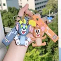 Tom and Jerry Anime Cartoon Ornament Keychain Car Key Bag Pendant Cute Cat And Mouse Action Doll