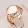 Kinel Hot Fashion Glossy Rings for Women 585 Rose Gold Simple Pattern Round Rings gioielli da sposa