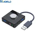 Scheda audio esterna USB Nworld da 3 porte a jack da 3,5 mm Scheda audio regolabile con volume senza driver Adattatore audio stereo esterno