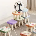 Wood Foot Stool Kids Minimalist Living Room Hand Made Small Portable Animal Cushion Ottomans Outdoor